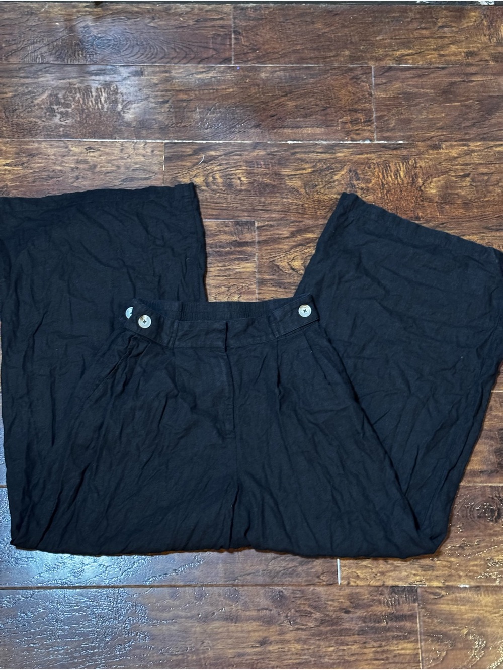 House of Harlow Linen Blend Wide Leg Black Pull on Pants Size Small